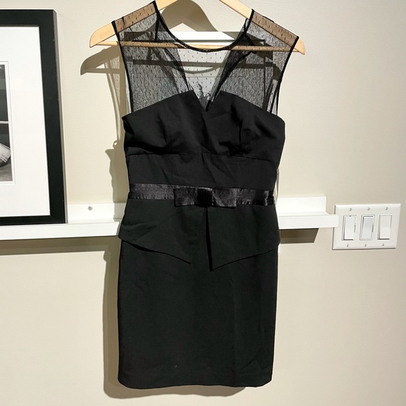 SOLD-Black Mesh Top Dress with Swiss dots details - Picture 4 of 7